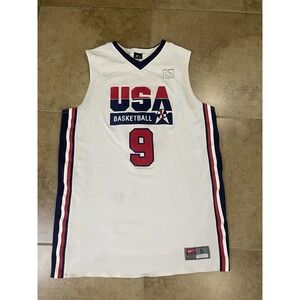 VTG Nike Michael Jordan Team USA Olympics Mens Sz L Stitched Jersey Chuck Daly